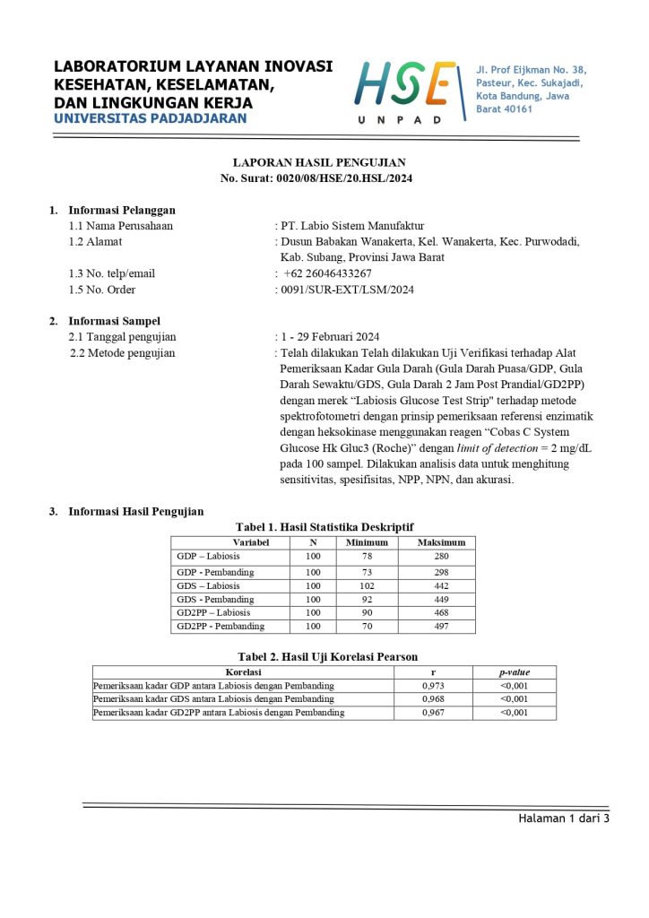 Pengujian menggunakan alat glukometer alkespedia